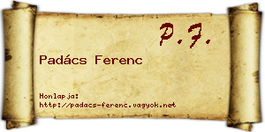 Padács Ferenc névjegykártya