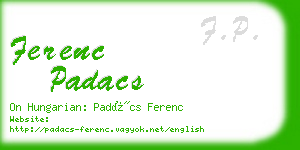 ferenc padacs business card